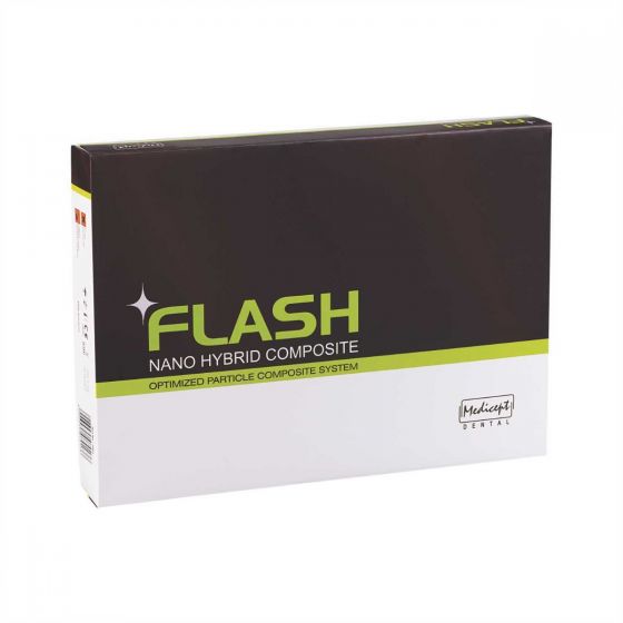 Medicept Flash Nanohybrid Composite Starter Kit 3x5gm syg, 5ml bond, 3g etch, 50 micro brush Kit